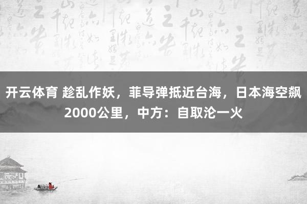 开云体育 趁乱作妖，菲导弹抵近台海，日本海空飙2000公里，中方：自取沦一火
