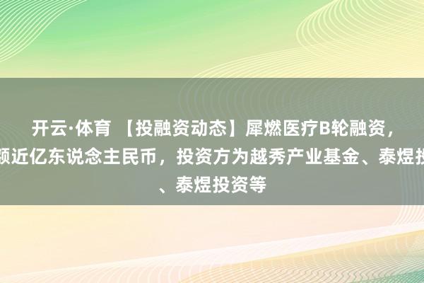 开云·体育 【投融资动态】犀燃医疗B轮融资，融资额近亿东说念主民币，投资方为越秀产业基金、泰煜投资等