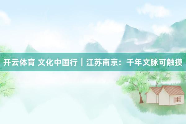 开云体育 文化中国行｜江苏南京：千年文脉可触摸