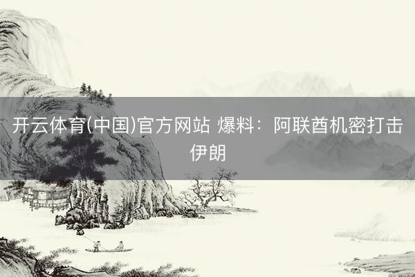 开云体育(中国)官方网站 爆料：阿联酋机密打击伊朗