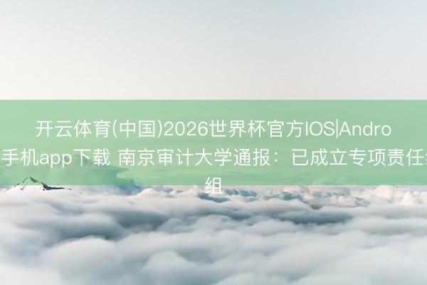 开云体育(中国)2026世界杯官方IOS|Android手机app下载 南京审计大学通报：已成立专项责任组