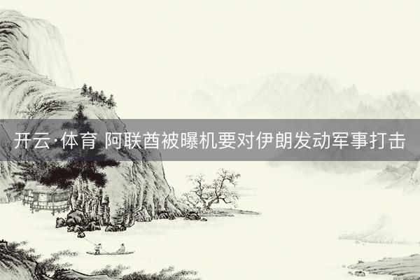开云·体育 阿联酋被曝机要对伊朗发动军事打击