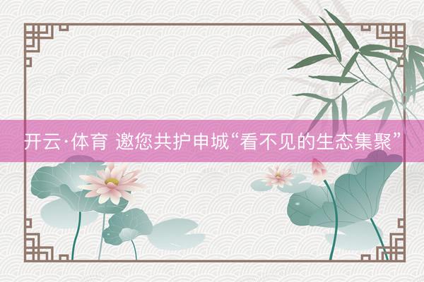 开云·体育 邀您共护申城“看不见的生态集聚”