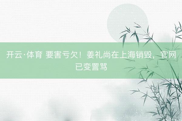 开云·体育 要害亏欠！姜礼尚在上海销毁，官网已变詈骂