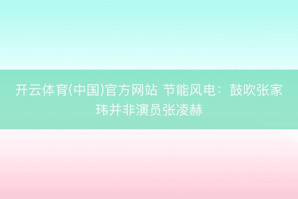 开云体育(中国)官方网站 节能风电：鼓吹张家玮并非演员张凌赫