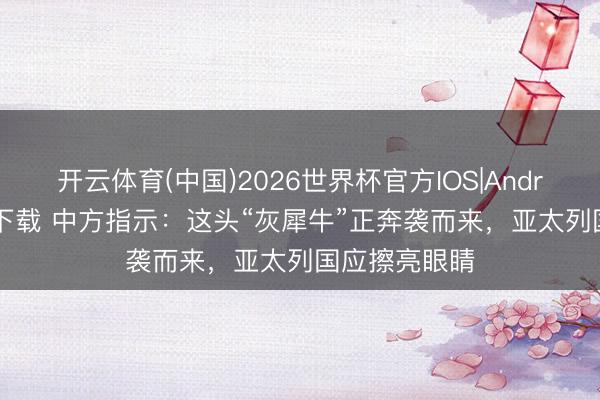 开云体育(中国)2026世界杯官方IOS|Android手机app下载 中方指示：这头“灰犀牛”正奔袭而来，亚太列国应擦亮眼睛