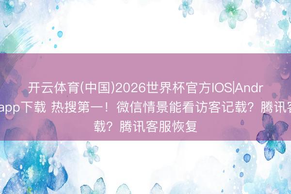 开云体育(中国)2026世界杯官方IOS|Android手机app下载 热搜第一！微信情景能看访客记载？腾讯客服恢复