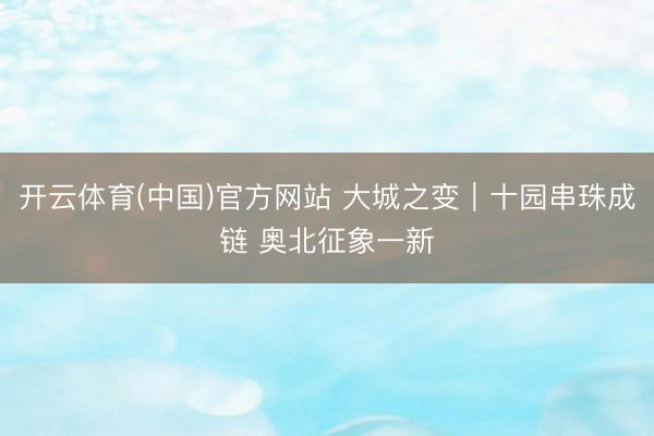 开云体育(中国)官方网站 大城之变｜十园串珠成链 奥北征象一新