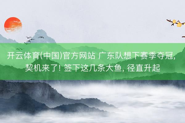 开云体育(中国)官方网站 广东队想下赛季夺冠， 契机来了! 签下这几条大鱼， 径直升起