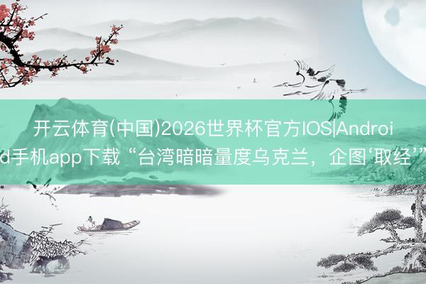 开云体育(中国)2026世界杯官方IOS|Android手机app下载 “台湾暗暗量度乌克兰,企图‘取经’”